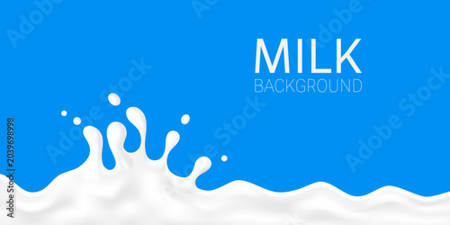 3D milk splashes with droplets background vector illustration