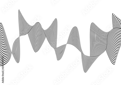 Artistic black and white wave built on alternating lines creating depth and texture. Eps 10