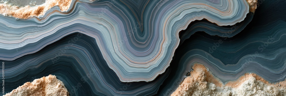 Obraz premium Layered geode cross section revealing banded mineral layers