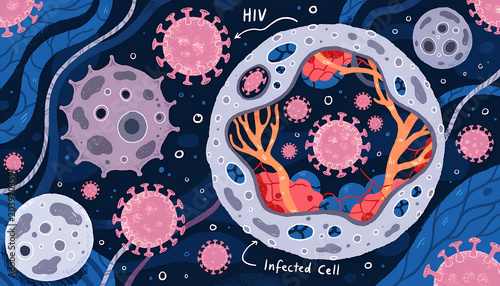 HIV infection, artwork
