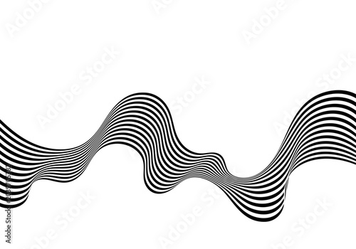 Elegant black and white wave ribbon with a smooth transition and volumetric shape in modern minimalism style.