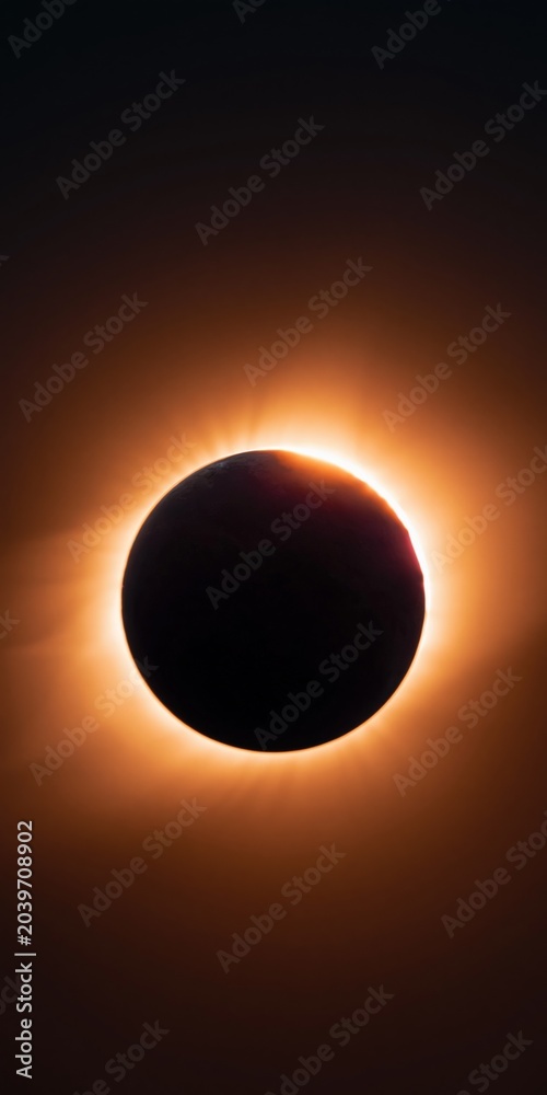 Obraz premium Moon eclipsing sun with bright corona in dark space