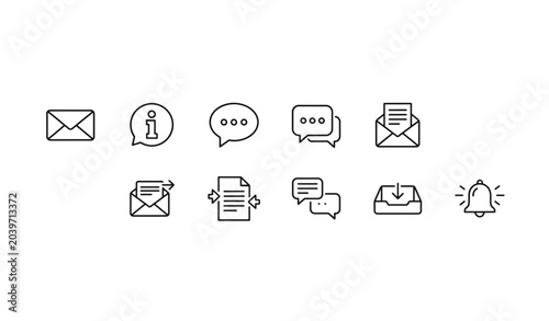 Φωτογραφία Email Messaging and Communication Outline Icons Vector Pack for Web and Mobile
