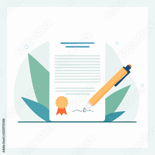 Signature de document officiel – illustration contrat et certification
