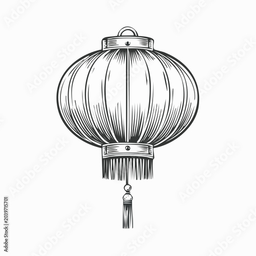 Lanterne chinoise traditionnelle en noir et blanc