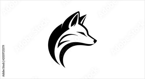 Bild auf Leinwand Elegant Black Fox Head Silhouette Logo Design.