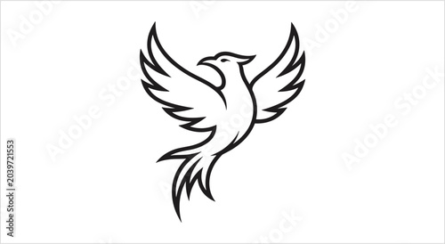 Foto Elegant Phoenix Bird Silhouette Emblem Design.