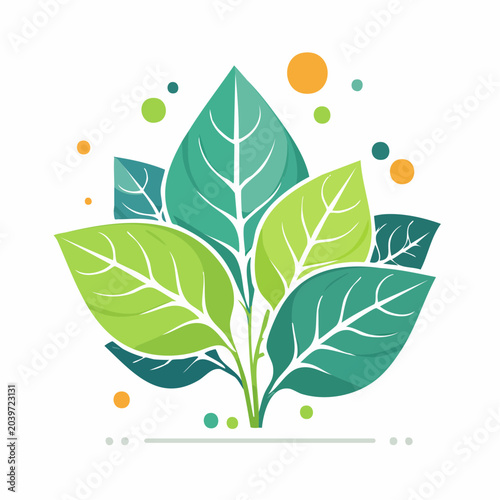 Stylized Green Leaves with Abstract Dots