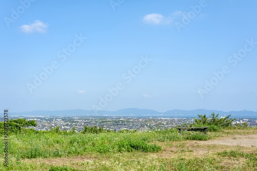 Fotografie 米子城跡の天守台から一望する鳥取・島根の国境線と広大なパノラマ景観/Vast Panoramic View of the Tottori and Shimane