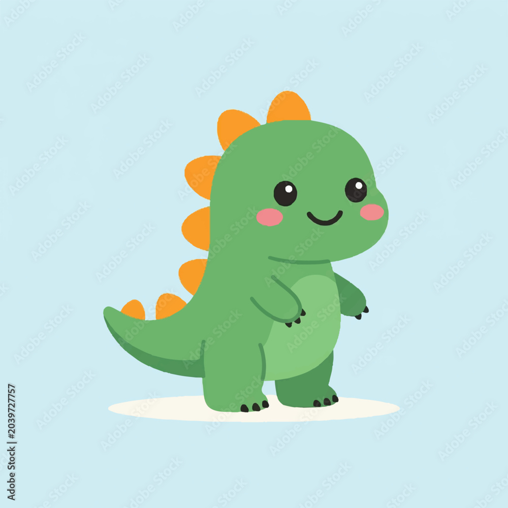 Fototapeta premium Modern and Futuristic Minimal Dinosaur Design for 2026 AI Applications, A Delightful and Adorable Cartoon Mascot Illustration