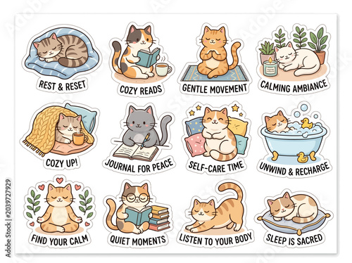 Foto Cats Relaxing in Various Poses.