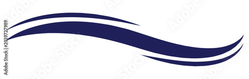 Abstract blue wave banner layered ribbon design.