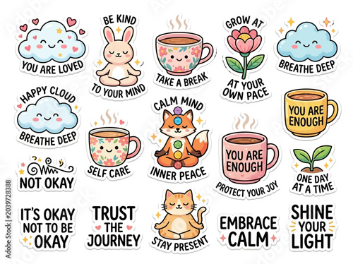 Fotografi Colorful motivational phrases on stickers.