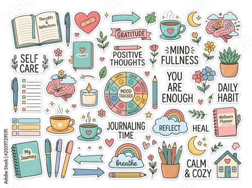 Canvas-taulu Colorful Self Care Icons Illustration.