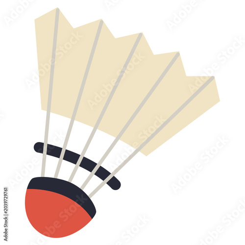 Billede på lærred White feather shuttlecock for badminton sport game, outdoor recreational activity equipment item