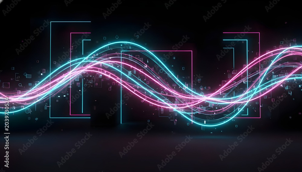 Fototapeta premium Abstract neon lines background