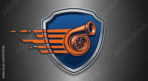 Bild auf Leinwand Turbocharger Emblem Logo Design with Speed Motion Effect