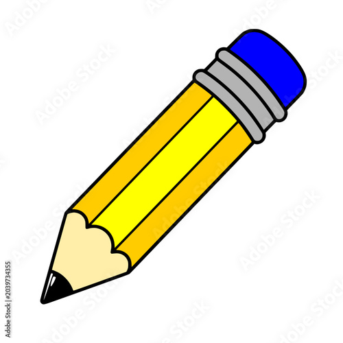 Iconic Yellow Pencil with Blue Eraser Graphic for Academic Design