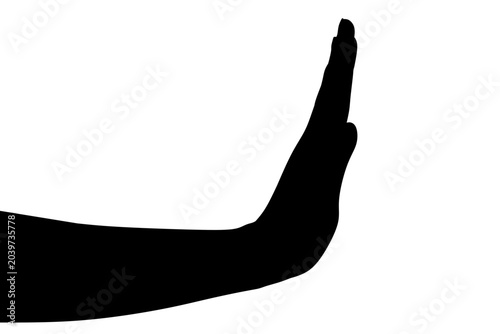 Stop Hand Silhouette Icon Isolated on White Background