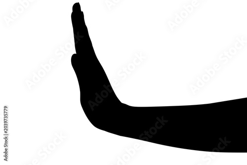 Stop Hand Silhouette Icon Isolated on White Background
