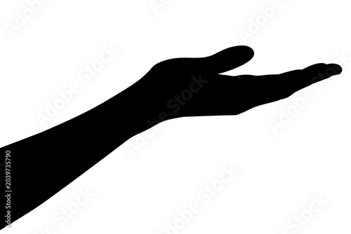 Receiving Hand Silhouette Isolated on White Background