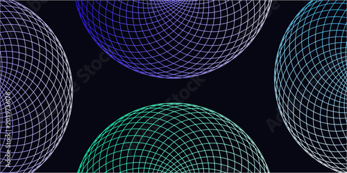 Quadro su tela Glowing Neon Network Spheres Abstract Technology Background