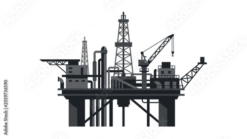 Canvastavla Offshore oil drilling rig vector icon isolated industrial equipment illustration