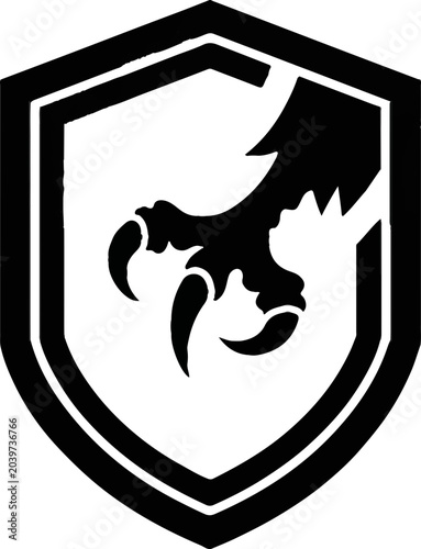 Eagle Claw Silhouette Shield Emblem Logo – Bold Heraldic Vector Badge Design