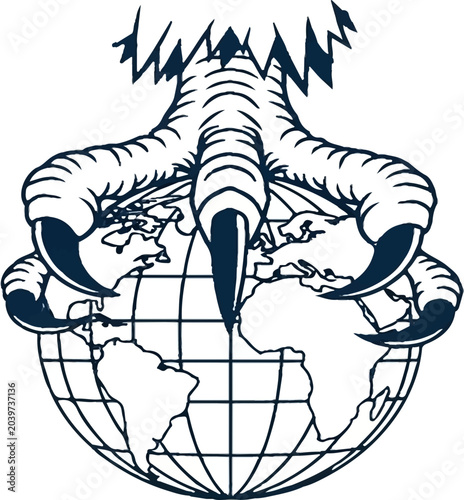 Eagle Claw Gripping Lightning Bolt Icon – Bird of Prey Talon Holding Thunderbolt Vector Logo for Power, Energy and Sports Team Emblem