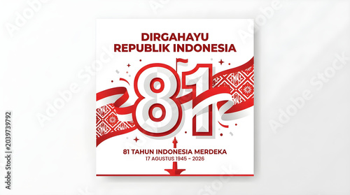 Happy 81st Indonesian Independence Day Celebration 2026 with Red and White Decorations