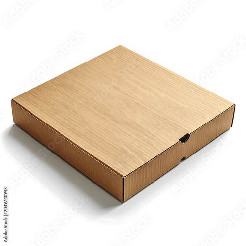 Brown Kraft Pizza Box Packaging Mockup Isolated