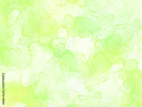 グリーン系で光がさす森をイメージした背景素材イラスト