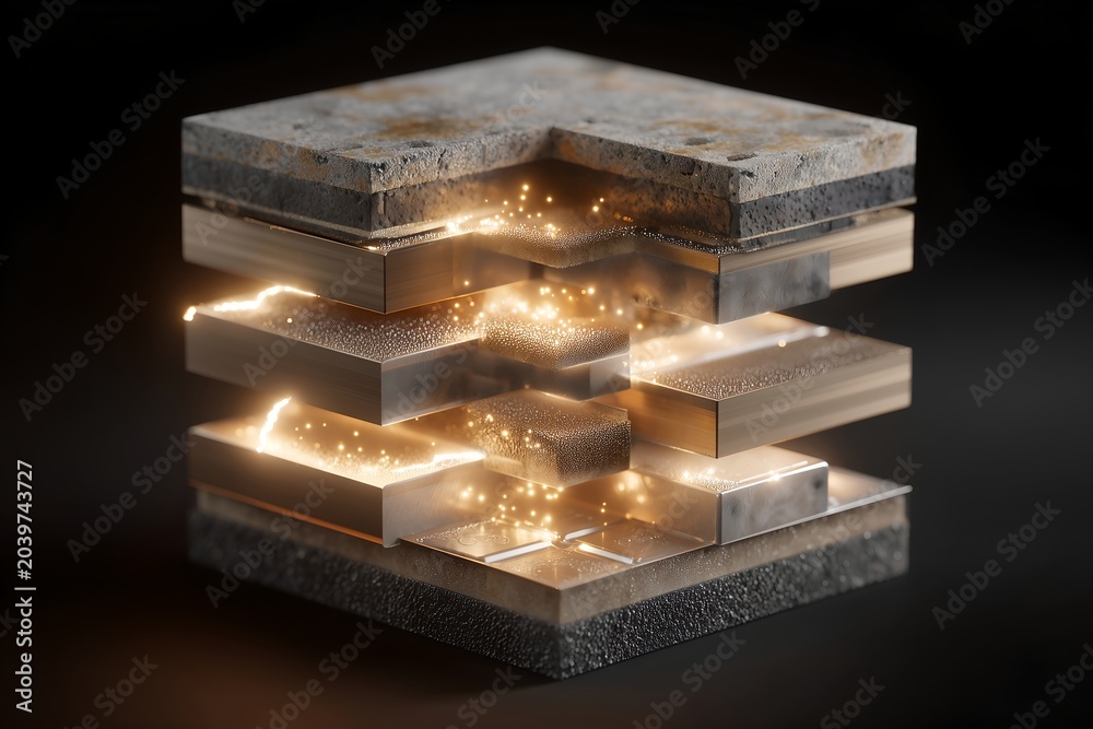 Fototapeta premium Illuminated Metal Layers with Sparkling Energy