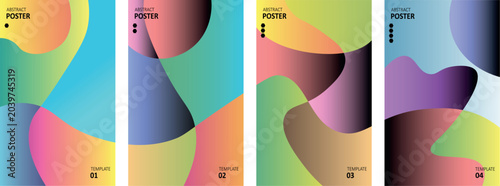 Konstfotografi Abstract posters set with colorful fluid gradient shapes wavy liquid elements modern geometric composition for business presentation annual report brochure flyer design vector