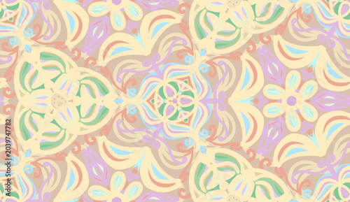 Seamless pattern with symmetrical flowers 