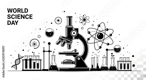 Photos Black and white microscope illustration science.