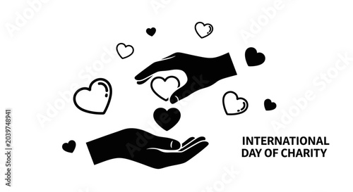 Fotografie Hands giving and receiving heart shapes.