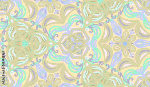 Seamless pattern with symmetrical flowers 