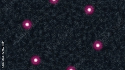 Glowing pink dots on dark textured background with white spots