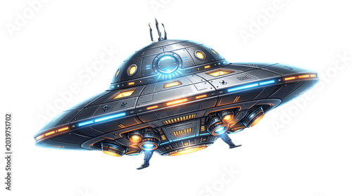 Flying Saucer PNG Isolated – UFO Spacecraft Illustration