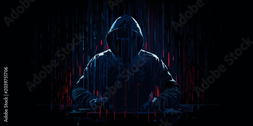 Foto hooded figure in dark digital art silhouette