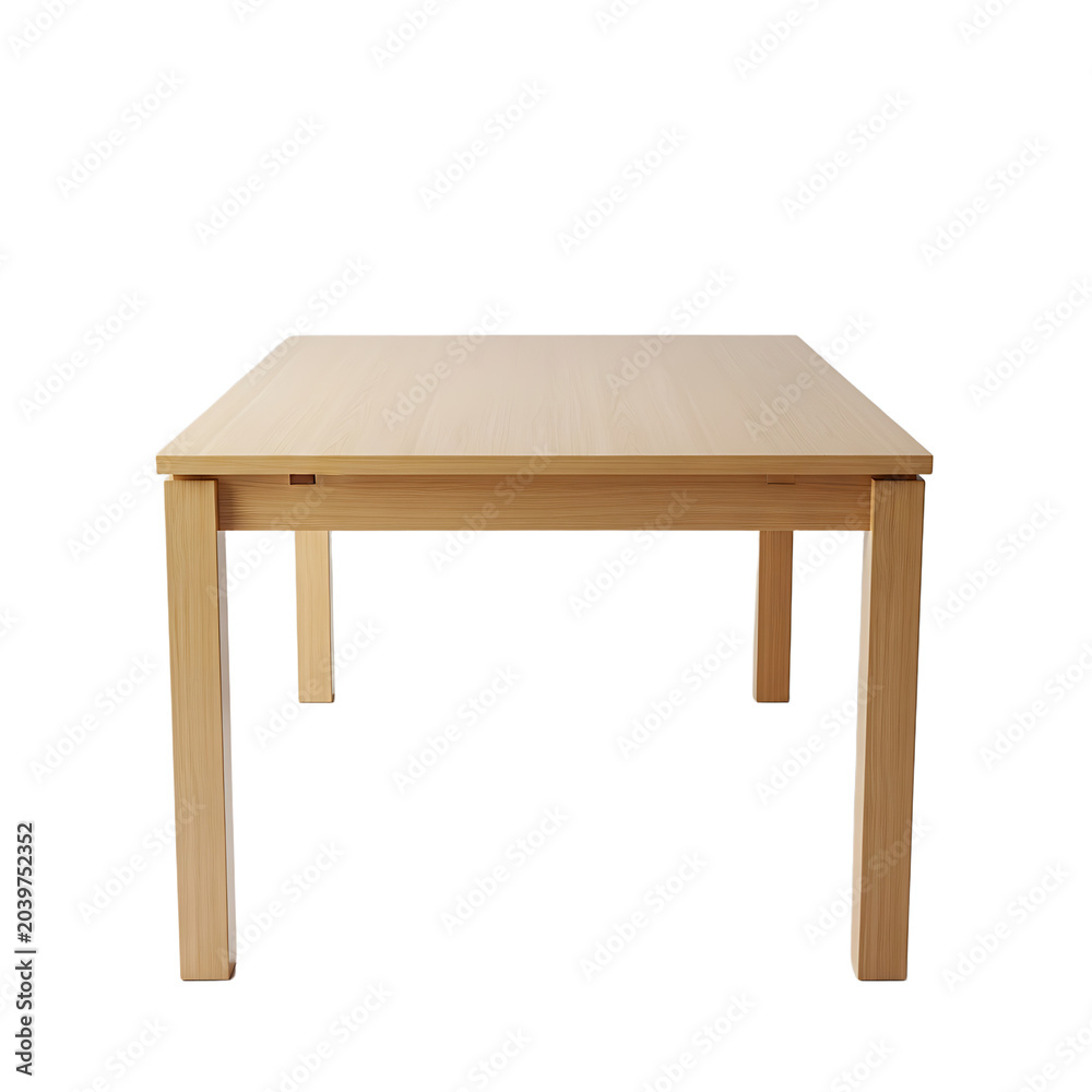 Fototapeta premium Minimalist wooden dining table isolated on transparent background
