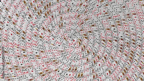 Animated Playing Poker cards spiral static transition with alpha

