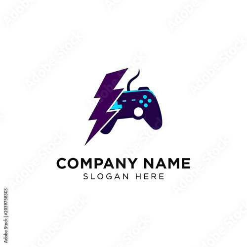 Creative Gaming Logo Design with Lightning Bolt and Controller Icon