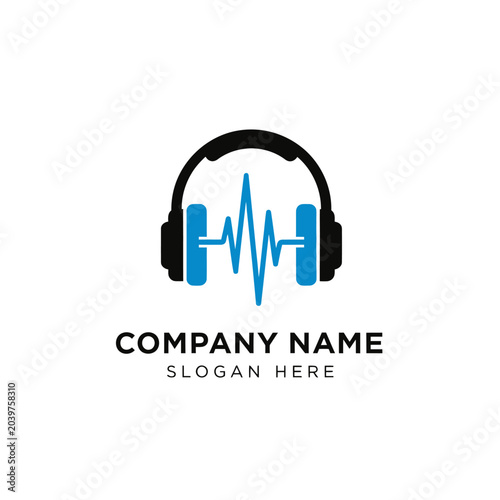 Headphones Audio Sound Wave Logo Design