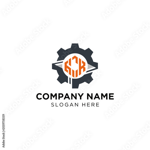 HCK Letter Logo Design with Industrial Gear Icon