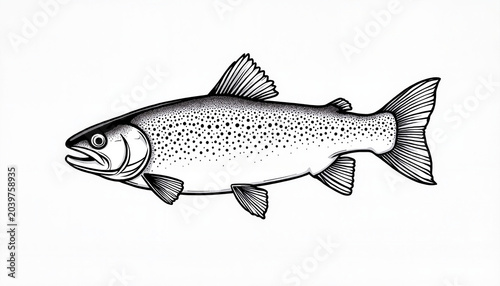Illustration of a trout fish swimming gracefully
