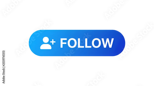 3d follow button with plus icon on teal gradient background for social media ui