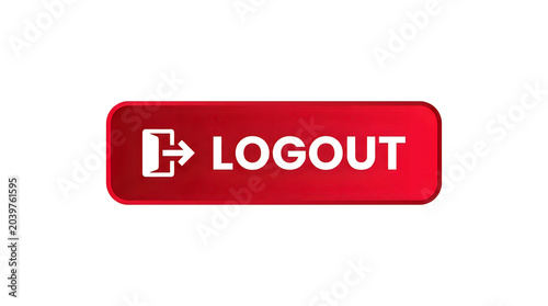 red logout button with right arrow icon on white background for user interface design