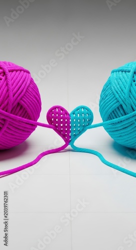 Colorful yarn balls and threads.